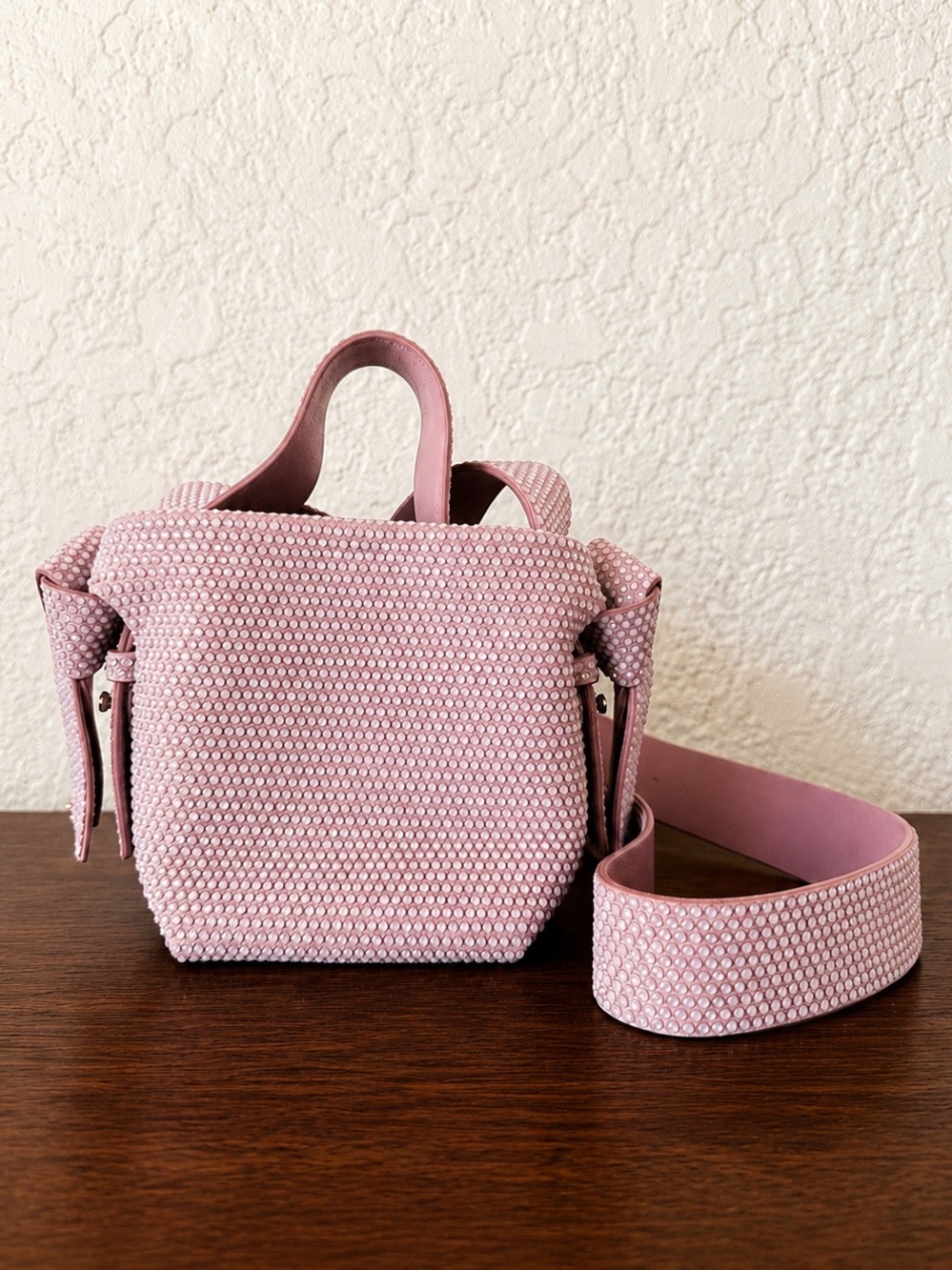 Acne Studios Rare Crystal Musubi Micro Bag Baby Pink Rhinestone